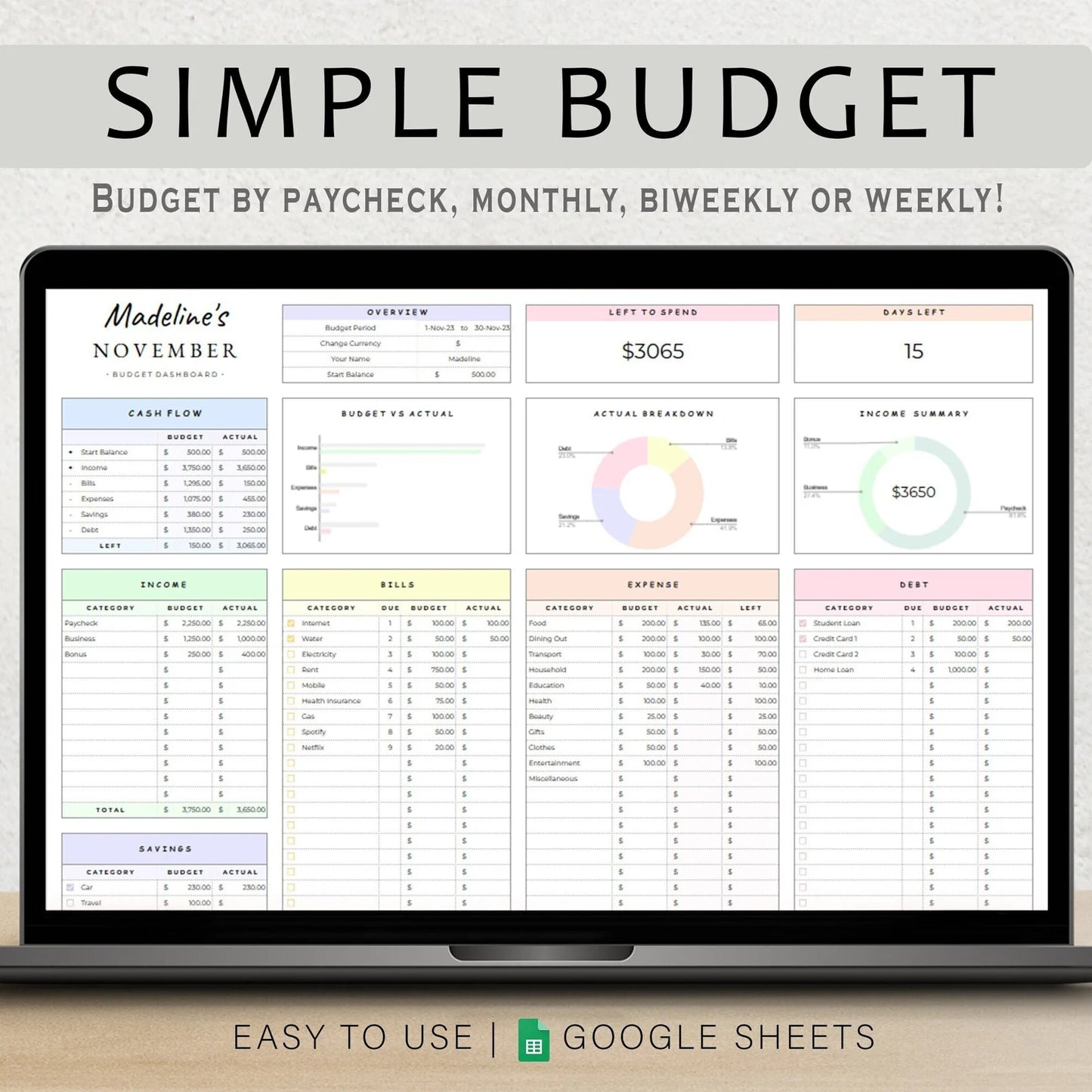 The Easy Budget Template (Excel & Sheets)