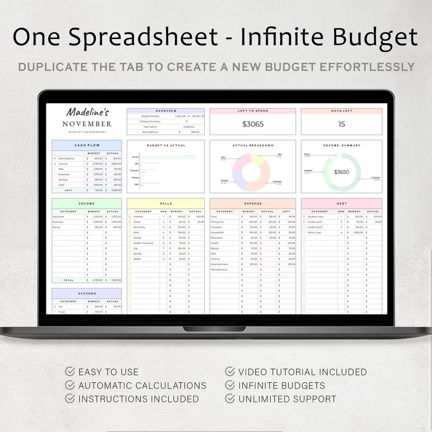 The Easy Budget Template (Excel & Sheets)